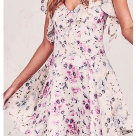 LoveShackFancy Cream Asymmetrical Sundress with Sweetheart Neckline
