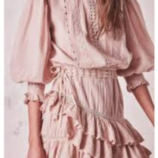 LoveShackFancy Pink Ruffled Skirt