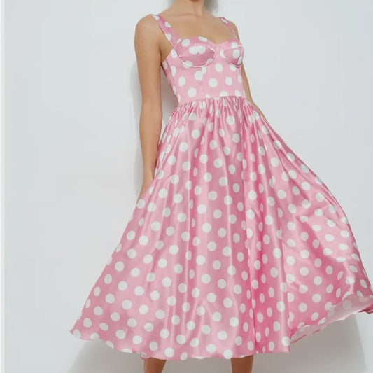 Pink and White Sweetheart Midi Sundress beautiful unique 60th style