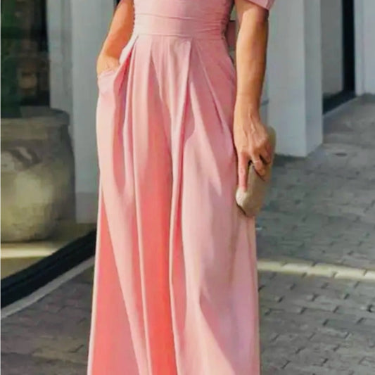 Elegant Pink Maxi jampsuit