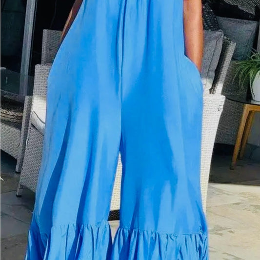 Blue Sleeveless Jumpsuit