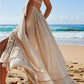IBIZA Cream Tiered Ruffled Halter Sundress