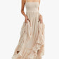 IBIZA Cream Tiered Ruffled Halter Sundress