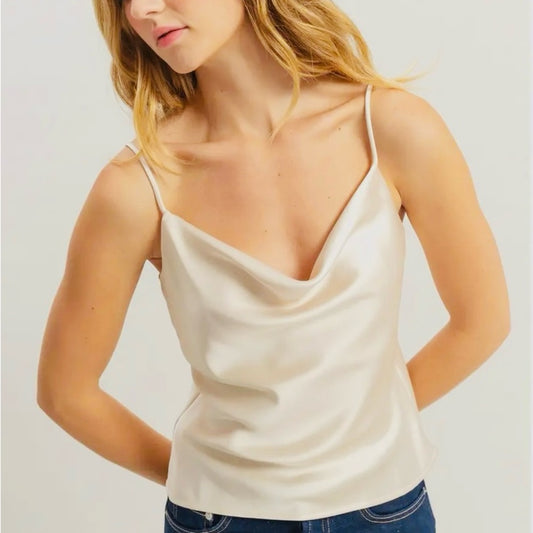 COPY - COPY - Elegant Cream Cowl Neck Top