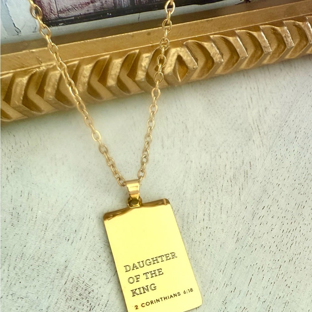 DAUGHTER OF THE KING necklace 18k gold plated 2 Corinthians 6.18