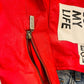 COPY - nice  Peace Love World Red and Black Leather Jacket with Statement Patch…
