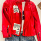 COPY - nice  Peace Love World Red and Black Leather Jacket with Statement Patch…