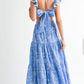 AMALFI Blue and White Ruffled Tiered Maxi Sundress