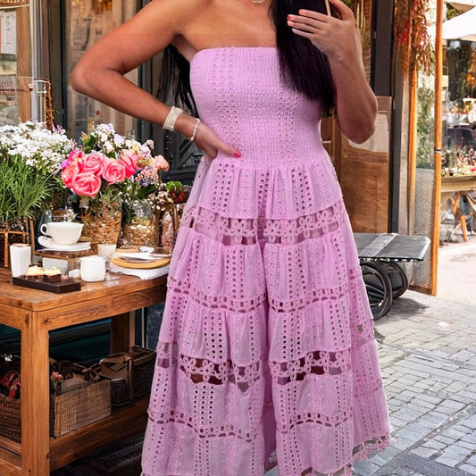VENICE Chic Pink Strapless Dress