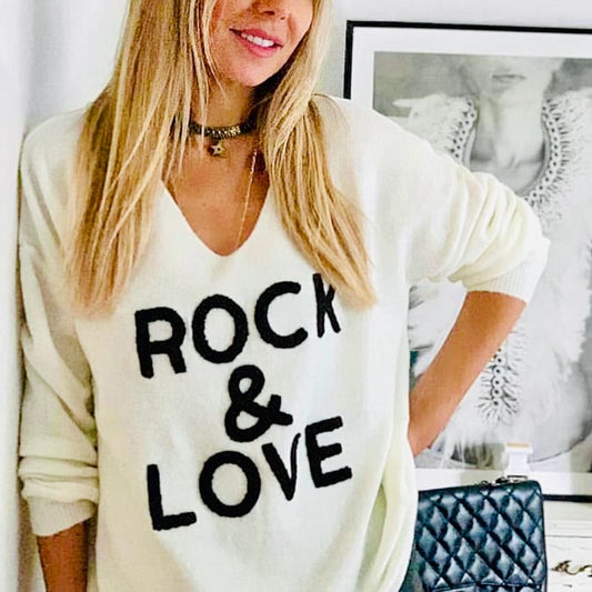 Women's White Sweater with Black Text