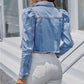 BONITA  puffy sleeves Light Blue Denim Jean Jacket