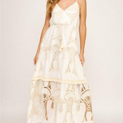 MIKONOS White Tiered Cut Out Maxi Sundress