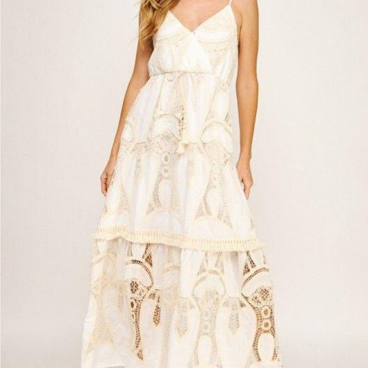 MIKONOS White Tiered Cut Out Maxi Sundress