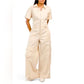 ZARA Women's Cotton Zip Up Cargo Jumpsuit Wide Leg Relaxed Fit NWT final sale