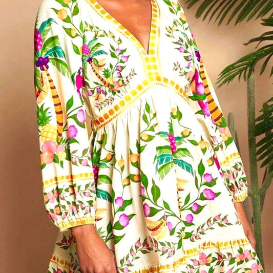 MARBELLA Floral V-Neck Dress - Multicolor