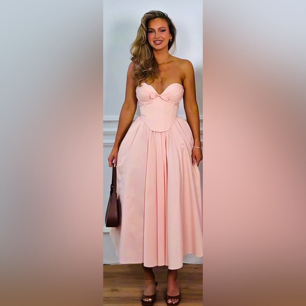 HERMOSA Pink corset unique  Strapless dress