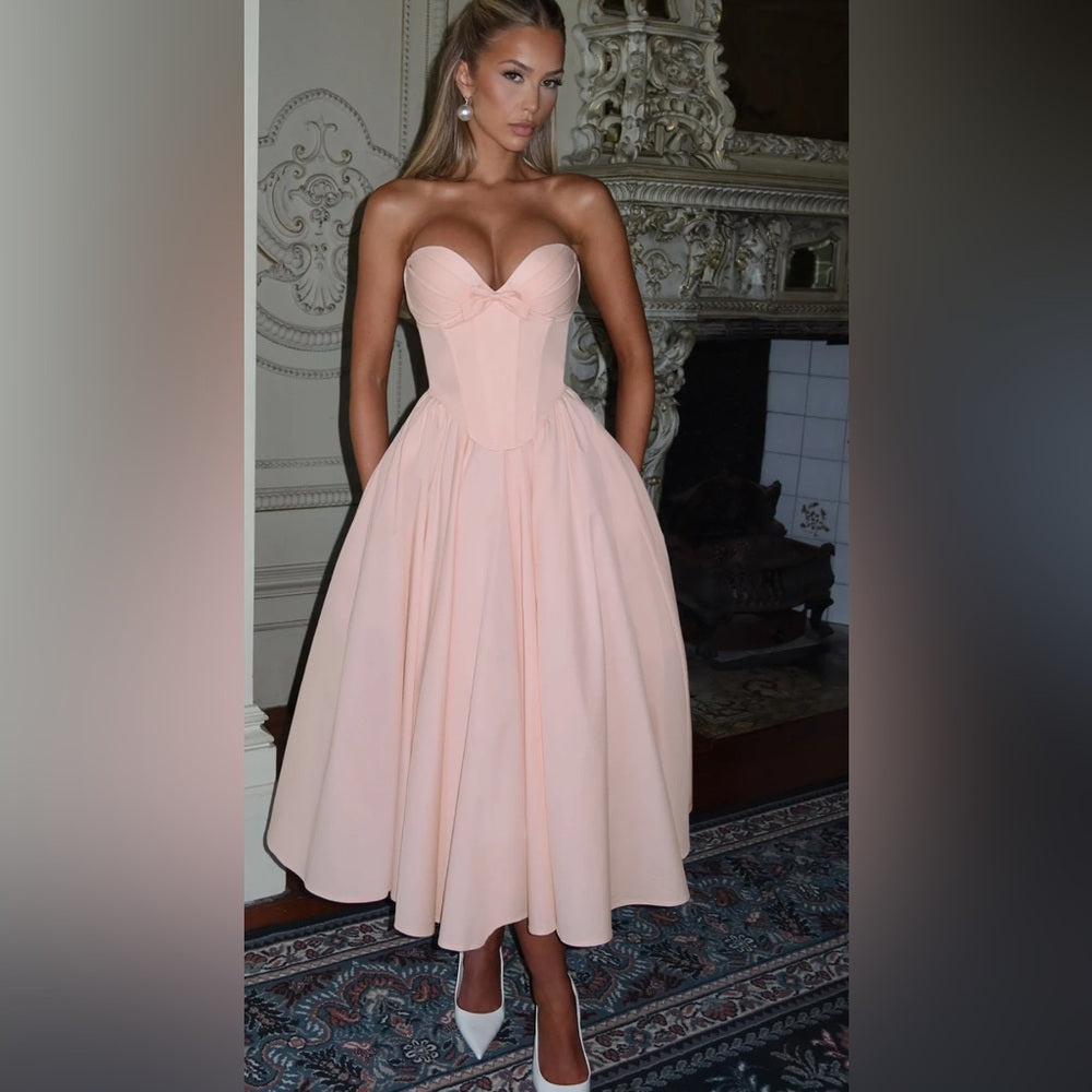 HERMOSA Pink corset unique  Strapless dress