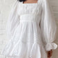 Aje White Pleated Sundress with Bishop Sleeves