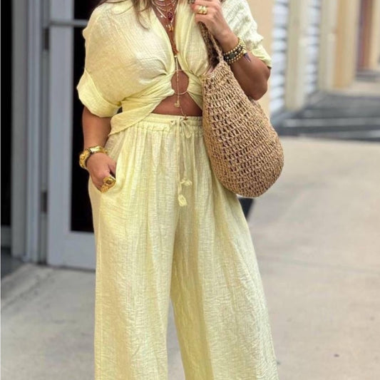 MILANO  ser Yellow Wide Leg pants and shirt