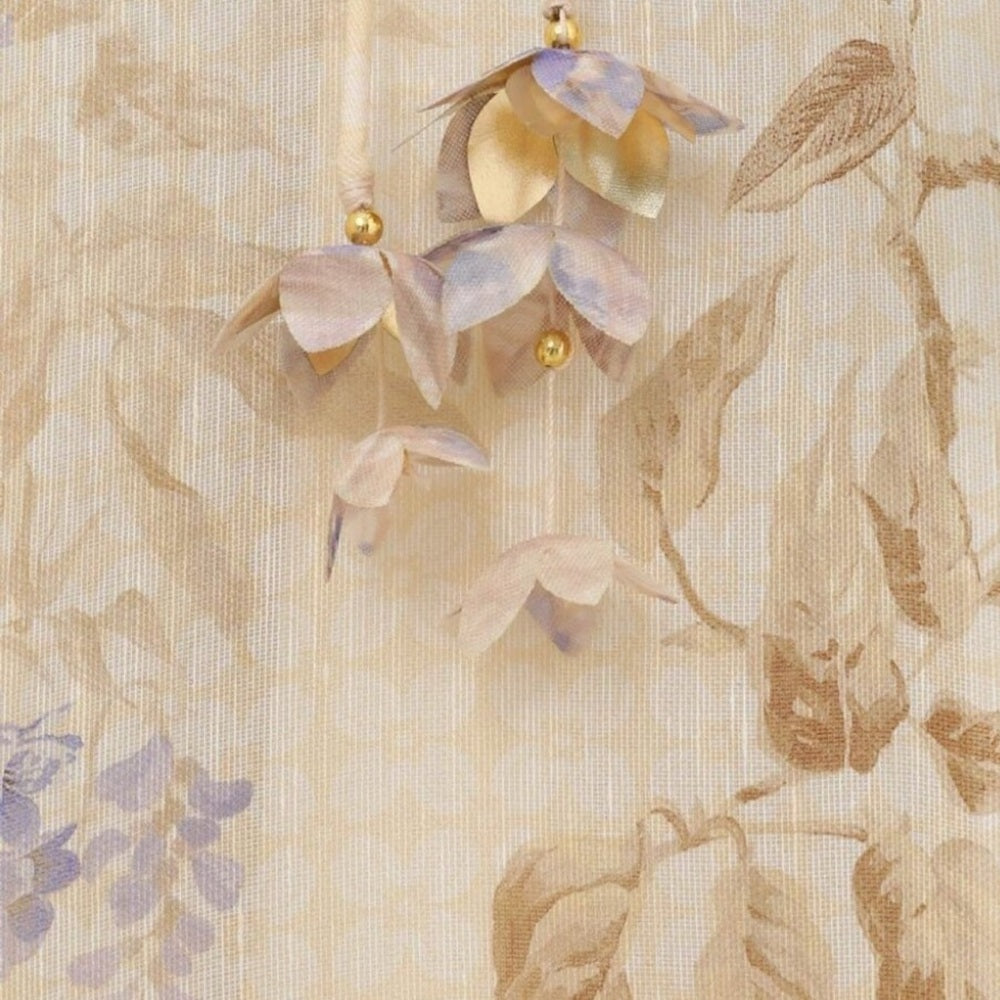 HERMOSA Cream and purple  A-line Sleeveless elegant dress final sale