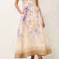 HERMOSA Cream and purple  A-line Sleeveless elegant dress final sale