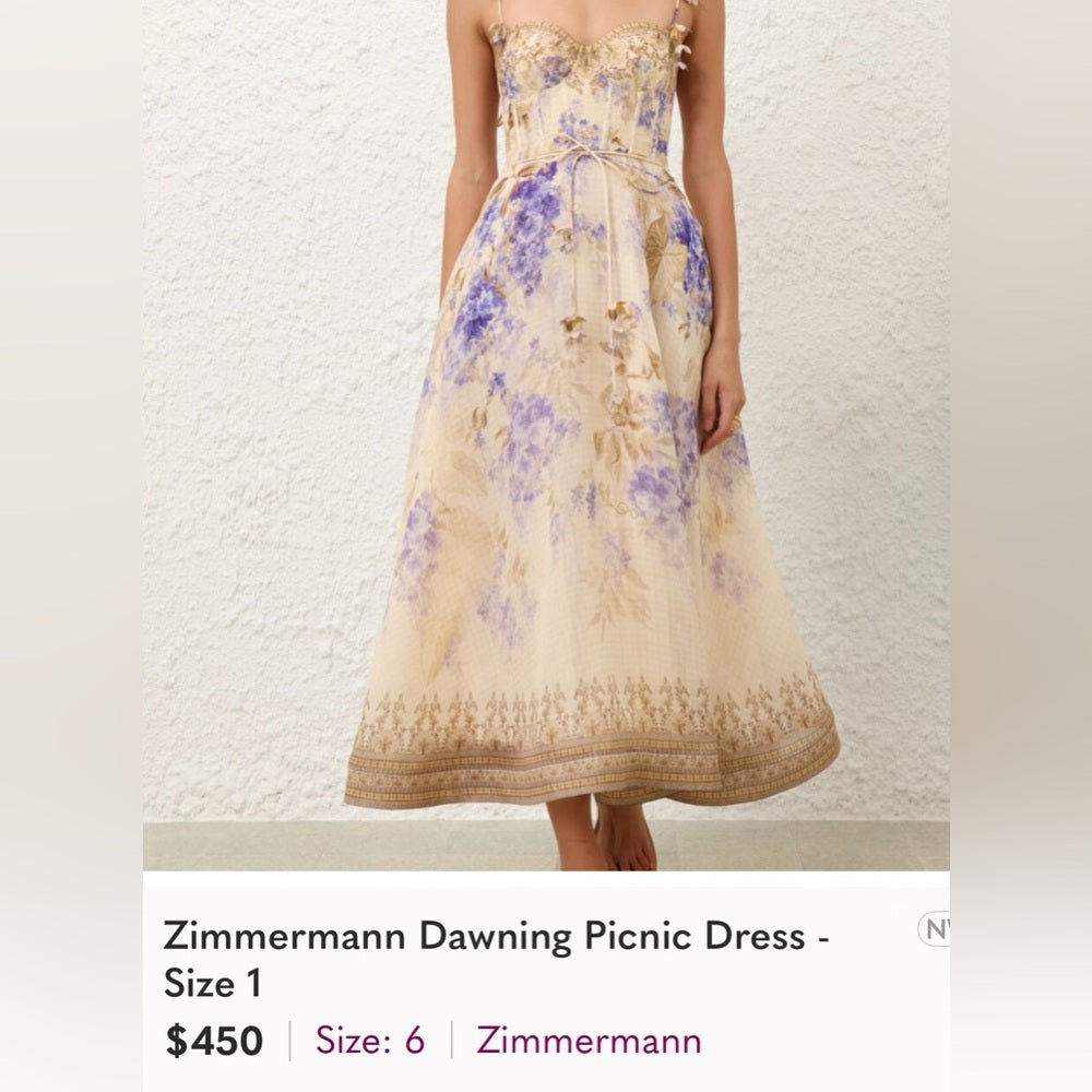 HERMOSA Cream and purple  A-line Sleeveless elegant dress final sale