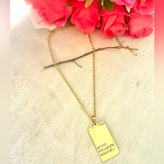 MY GOD STILL MAKES MIRACLES 18k GOLD PLATED Pendant Necklace