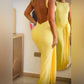 AMARETTO Chic backless Yellow Dress