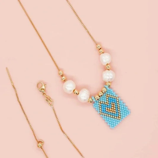 Elegant Gold and Blue Beaded Necklace