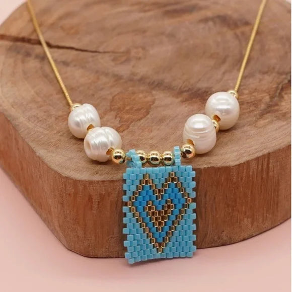 Elegant Gold and Blue Beaded Necklace