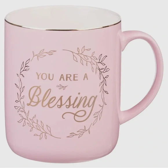 YOU ARE A BLESSING Charming Pink Mug with Gold Detailing
