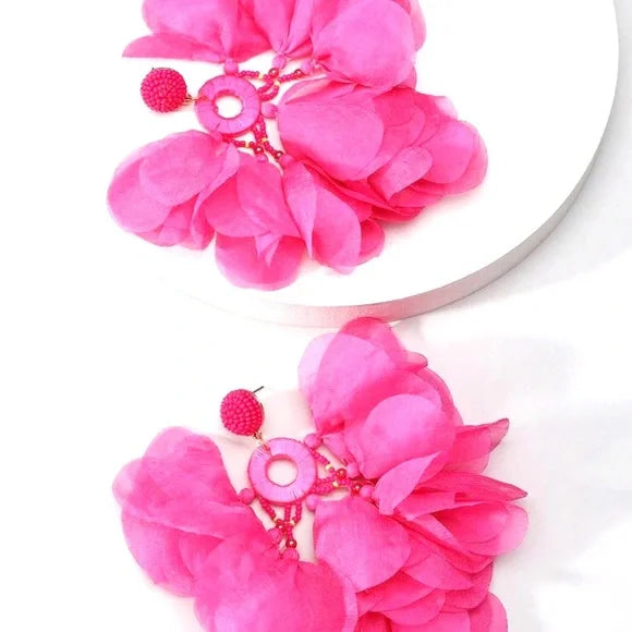 ROSALIA Vibrant Pink Floral Drop Earrings