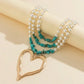 AMOUR Gold and Turquoise Heart Pendant Necklace